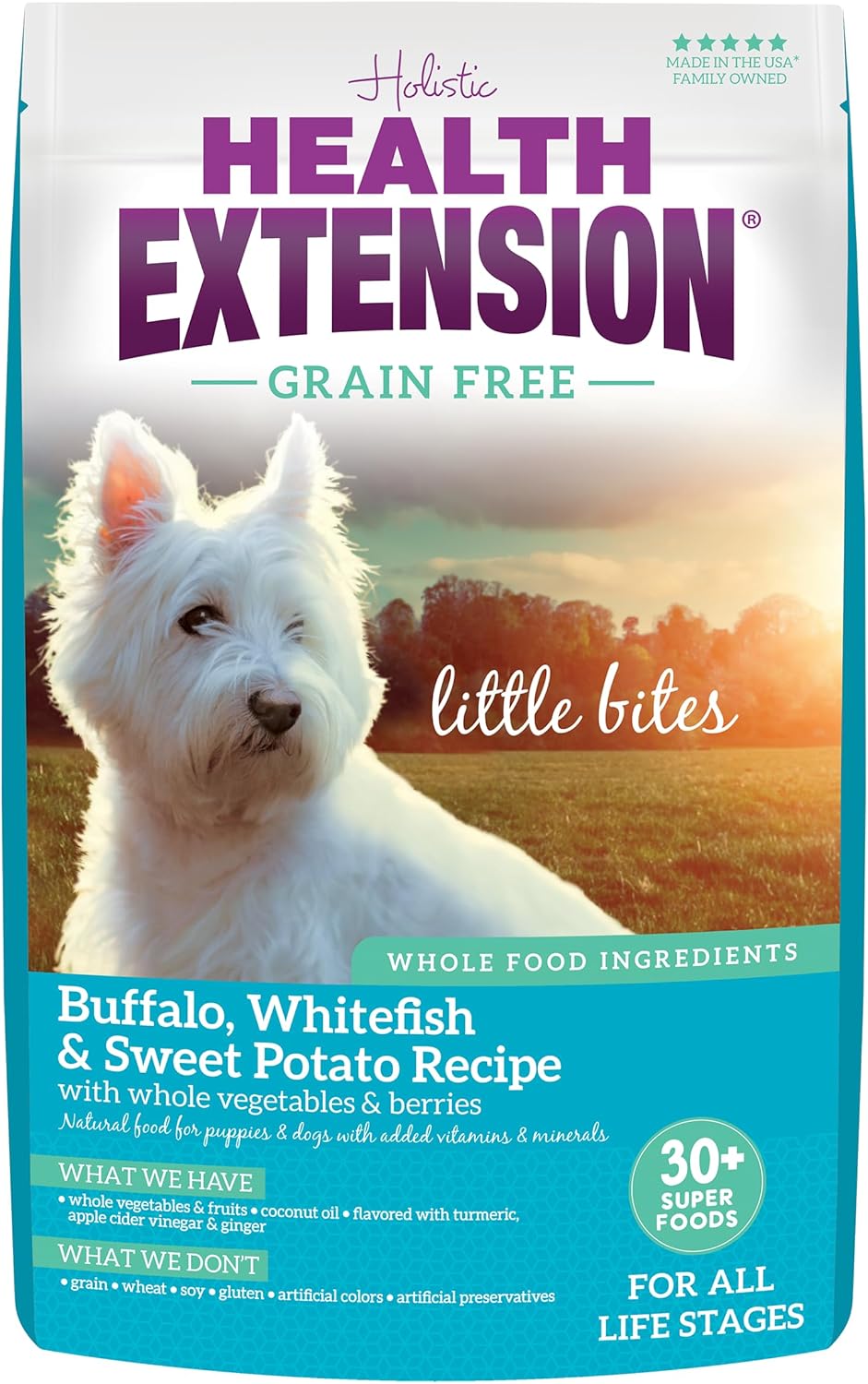 Health Extension Grain Free Buffalo & Whitefish Little Bites (23.5 lb / 10.66 kg) - Small Kibble Formula with Omega 3 & Whole Foods for Teacups, Toys & Miniature Dogs