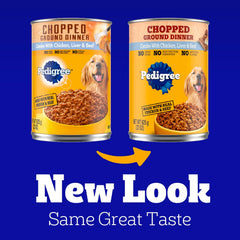 Pedigree Adult Canned Wet Dog Food Chopped Ground Dinner Combo with Chicken, Beef & Liver Flavor, 22 oz. Cans EA