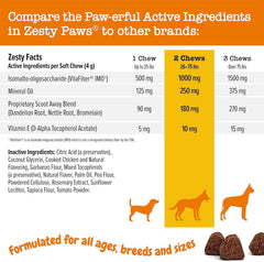 Zesty Paws Scoot Away Soft Chews - Healthy Bowel Function with Bromelain, Vita Fiber for Dogs, & Dandelion Root for Dog Digestive Support and Gut Health - 90 Soft Chews