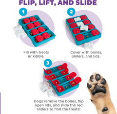 Nina Ottosson Dog Brick Treat Puzzle Enrichment Toy, Level 2 Intermediate Game, Blue