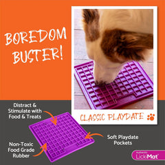 LickiMat Classic Playdate Slow Feeder for Dogs Lick Mat Boredom Anxiety Reducer Perfect for Food Treats Yogurt Liquid Food Peanut Butter Fun Alternative to a Slow Feed Dog Bowl, Pink