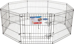 Petmate 55014 42Inch By 24Inch 8 Panels Exercise Pen With Step Through Door, Black