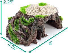 Penn-Plax Aqua-Flora Aquarium Living Resin Decoration with Embedded Glosso Plant Seeds – Tree Stump – Safe and Healthy for Freshwater Fish