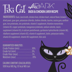 Tiki Cat After Dark Pâté, Duck & Chicken Liver, High-Protein and 100% Non-GMO Ingredients, Wet Cat Food for Adult Cats