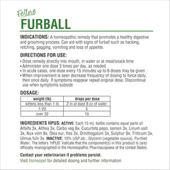 HomeoPet Feline Furball, Safe and Natural Hairball Medicine for Cats, Natural Pet Medicine, 15 Milliliters