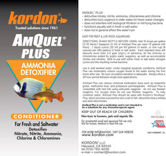 Kordon AmQuel Plus Aquarium Water Conditioner - Instantly Detoxifies Ammonia, Nitrite, Nitrate, and Chlorine Remover for Freshwater & Saltwater Aquariums, 16 Ounces