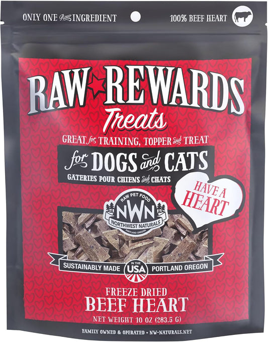 Northwest Naturals Raw Rewards Freeze-Dried Beef Heart Treats for Dogs and Cats - Bite-Sized Pieces - Healthy, 1 Ingredient, Human Grade Pet Food, All Natural, Proudly Made in USA