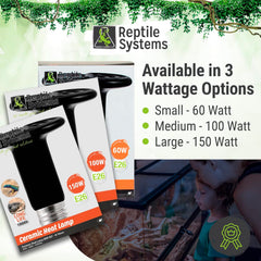 Ceramic Heat Emitter (Che)– Reptile, Amphibian, Mammal & Baby Chick: Heat Basking for Terrariums, Vivariums, Paludariums, Enclosures & Cages