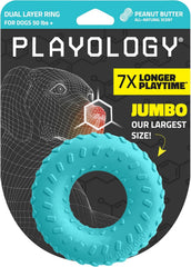 Playology Dual Layer Ring Toy for Dogs , All-Natural Peanut Butter Scented