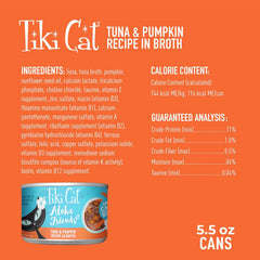 Tiki Cat Aloha Friends,Tuna & Pumpkin, Grain-Free & High Moisture, Wet Cat Food for All Life Stages