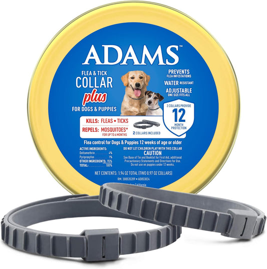ADAMS Flea &amp; Tick Collar Plus for Dogs and Puppies – 2 Pack