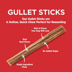 Barkworthies 6 Inch Beef Gullet Sticks - 12 Count (Pack of 1) - Protein-Packed, Supports Dental Health, Quick Hollow Snack, Great for Older Canines or Teething Puppies