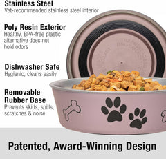 Loving Pets Bella Dog Bowls- Stainless Steel Dog & Cat Bowls - Spill Proof Dog Food Bowl, Cat Bowl, Puppy Essentials & Pet Supplies Great for Home & Travel