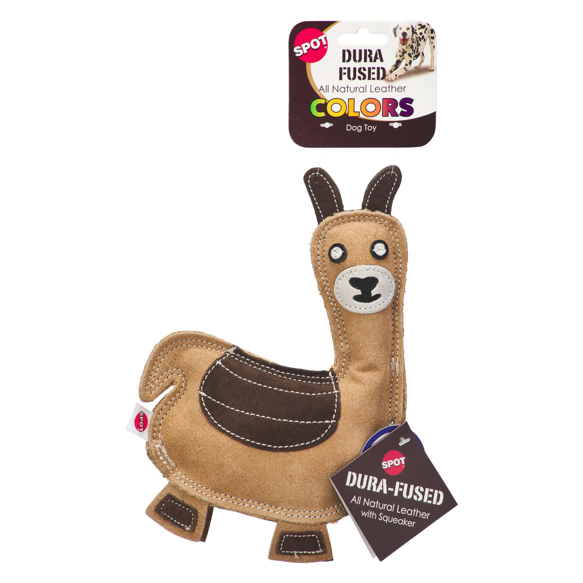 SPOT Dura-Fused Colors - Colorful Leather Dog Toys with Squeaker, Made with Real Leather and Jute Fabric, Durable Stuffed Toy for Dogs and Puppies