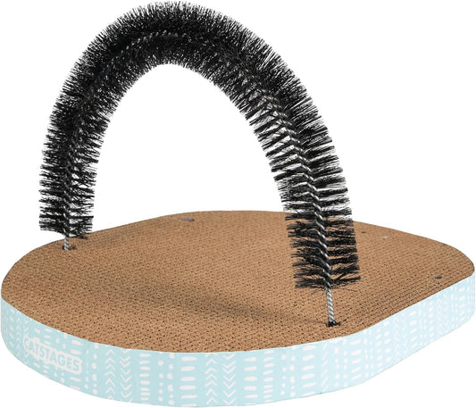 Petstages Catstages Scratch & Groom Cat Scratcher with Removable Curved Brush for Self-Grooming Station, Orange