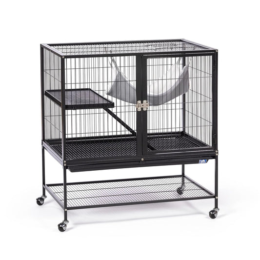 Prevue Pet Products Ferret Stack One Story Ferret Home with Portable Stand, Escape Proof Lock, Hammock, Ramps, Expandable Add-On Cage Stacking System