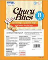 INABA Churu Bites for Dogs, Soft & Chewy Baked Chicken Wrapped Filled Dog Treats, 0.42 Ounces Each Tube, 48 Tubes Total (8 Tubes per Pack), Chicken Recipe
