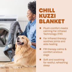 Dog Gone Smart Chilli Kuzzi FIR Blanket - Velvet Velboa and Tipped PV Plush - Ultra-Soft Dog Blanket with Far Infrared Technology - Calms, Relaxes and Heals - Suitable for Every Dog - Slate Blue