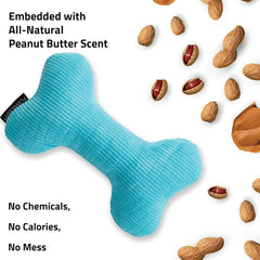 Playology Plush Squeaky Bone , All Natural Peanut Butter Scented Plush Dog Toy