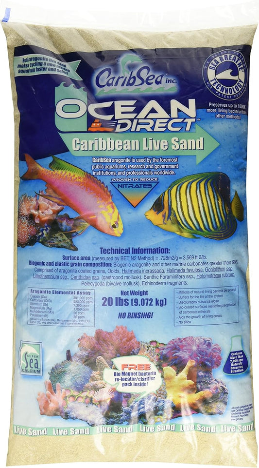 Carib Sea ACS000920 Ocean Direct Natural Live Sand for Aquarium, 20-Pound