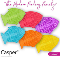 LickiMat Casper, Fish-Shaped Cat Slow Feeders Lick Mat, Boredom Anxiety Reducer; Perfect for Food, Treats, Yogurt, or Peanut Butter. Fun Alternative to a Slow Feed Cat Bowl or Dish, Orange