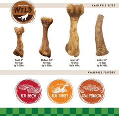 Nylabone Healthy Edibles WILD Natural Long-Lasting Bison Flavor Bone Chew Treats for Dogs (2 Count)
