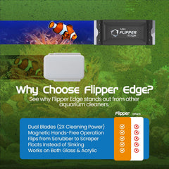 Flipper Cleaner EDGE 2-in-1 Scrubber Scraper Floating Magnetic Fish Tank Aquarium Cleaner with DUAL BLADES - Efficient Glass & Acrylic Aquarium Cleaning Tools