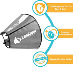 ZenPet Pet Recovery Cone E-Collar for Dogs and Cats - Always Use with Your Pet's Everyday Collar - Comfortable Soft Collar is Adjustable for a Secure and Custom Fit (Large)