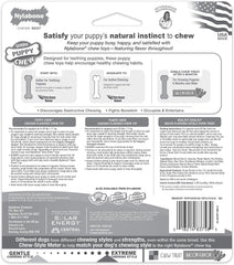 Nylabone Puppy Chew Toys & Natural Treat Triple Pack, Blue, Chicken & Bacon Flavor