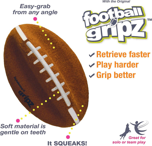 Nylabone Power Play Felt Football Gripz Fetch Toy, Squeaky Ball Chew Toy for Dogs