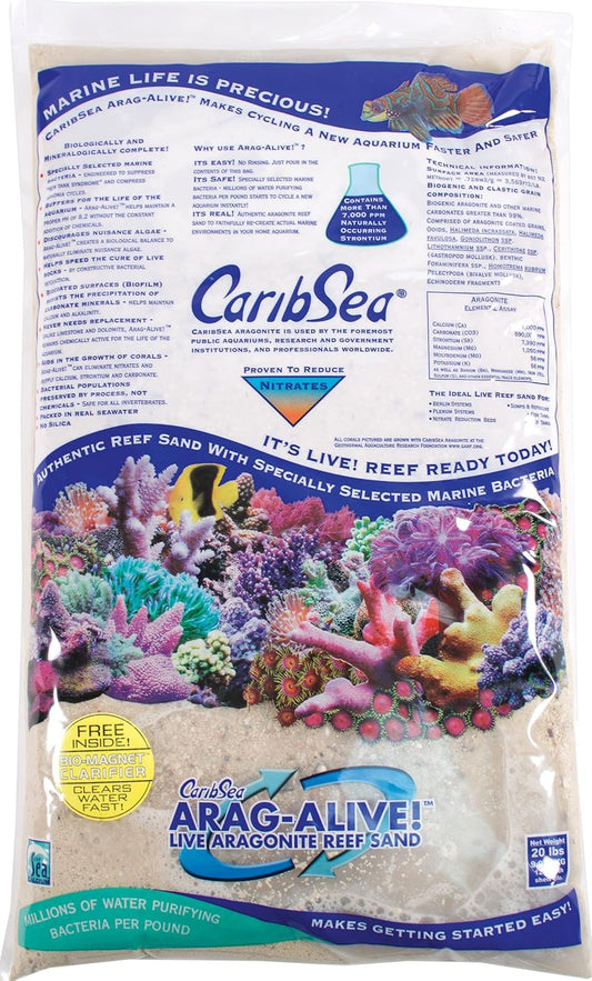 CaribSea Arag-Alive Bimini Pink Special Grade Reef Sand - 20 lbs - Natural Substrate for Marine & Reef Tanks, Promotes Coral Growth & Water Stability