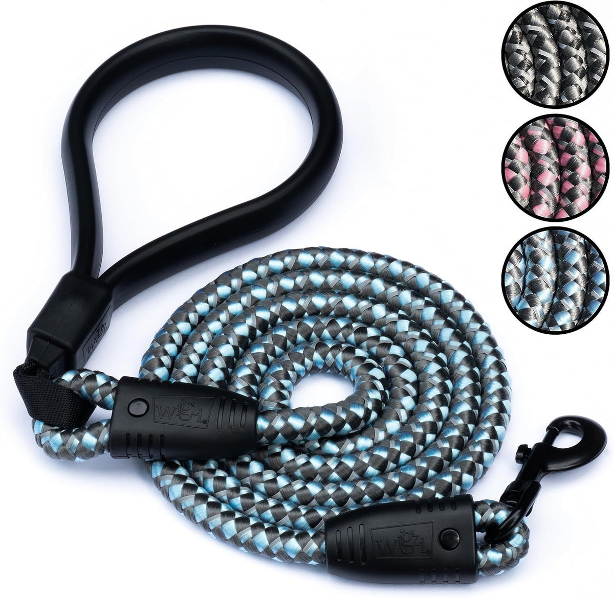 Wigzi - Flex Walk, Heavy Duty Dog Leash, 360 Soft Cushion Flexible Silicon Handle, Reflective Bungee Dog Lead, 6 Feet Long Thick Rope, Training Service Dog Essentials