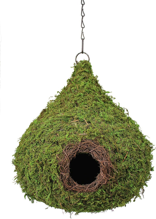Galápagos SuperMoss (56010) Raindrop Birdhouse with Chain, 10 by 13-Inch, Fresh Green