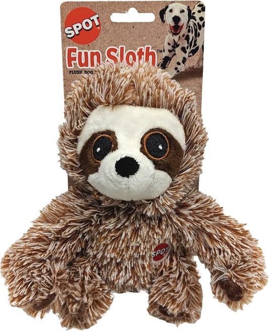 SPOT Fun Sloth Dog Toy - Soft, Stuffed, Squeaky, Plush Fabric Toy for Mini and Small Dogs and Puppies, Enrichment for Light Chewers and Cuddlers