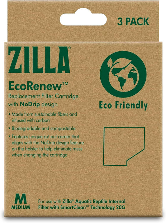 Zilla EcoRenew Filter Cartridges Aquatic Reptile Internal Filter with SmartClean Technology 20G, 3-Pack