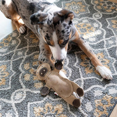 SPOT Dura-Fused Leather Barnyard Animals - Stuffed Dog Toy with Squeaker, Real Leather & Jute Fabric, for Light to Moderate Chewers, Great for Adult Dogs and Puppies - 11in, Assorted Styles, 1 Piece