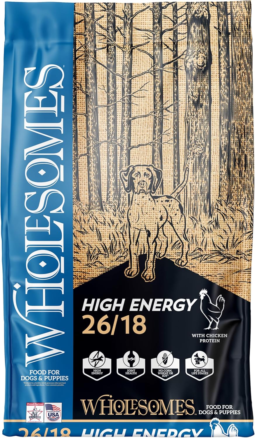 Wholesomes High Energy with Chicken Protein 26/18 Dry Food for Dogs & Puppies 40 lb
