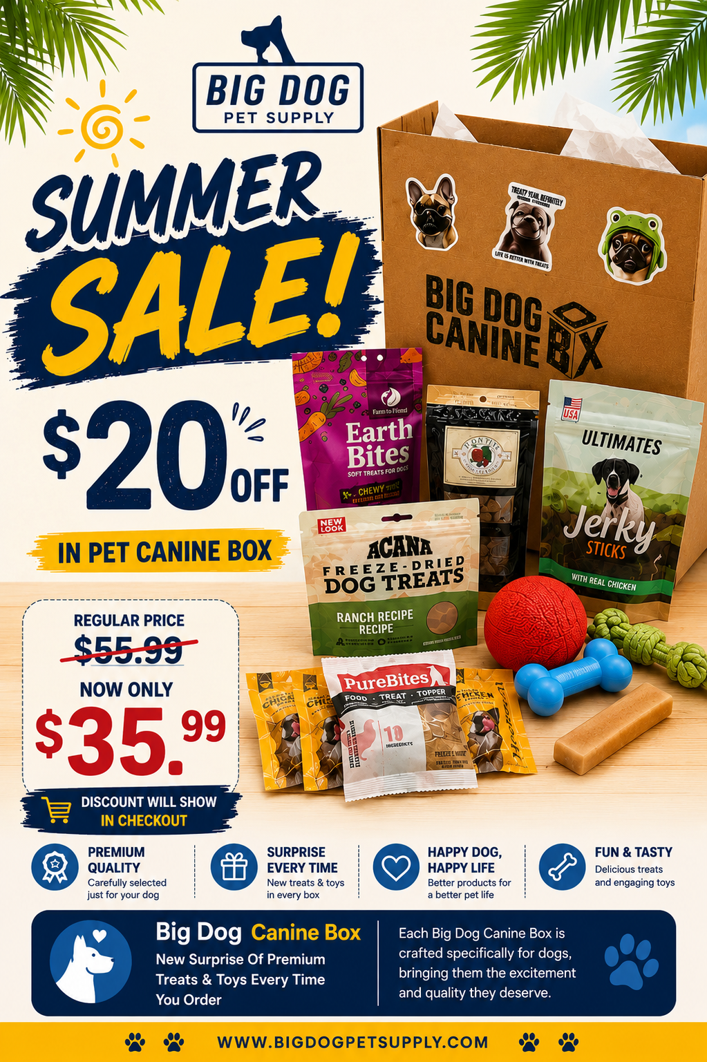 Big Dog Canine Box for Small Dogs – New Surprise of Premium Treats & Toys Every Time You Order
