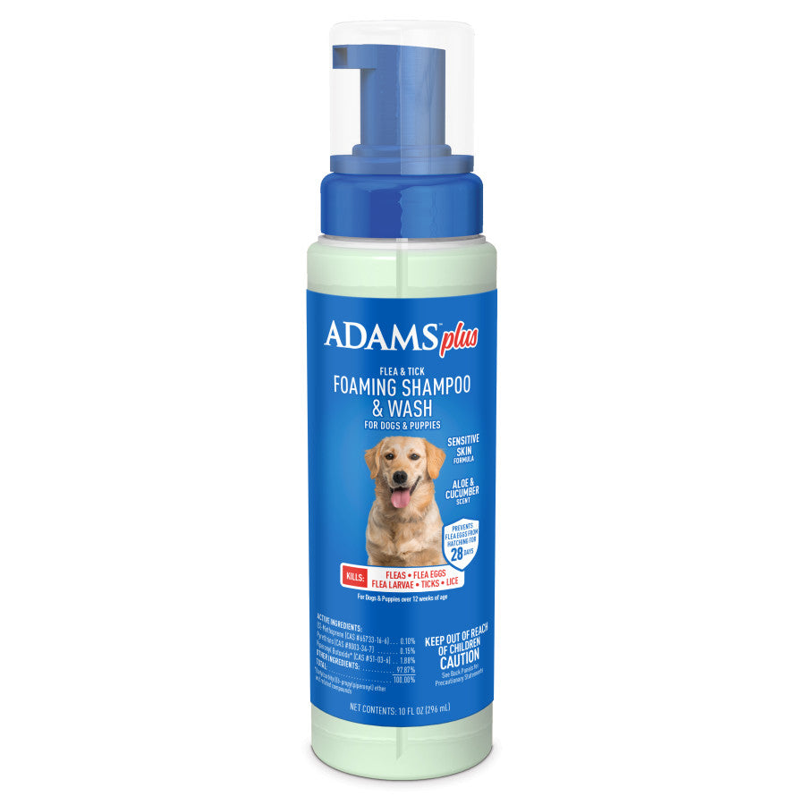 ADAMS Flea & Tick Foaming Shampoo & Wash for Dogs & Puppies 10 fl oz