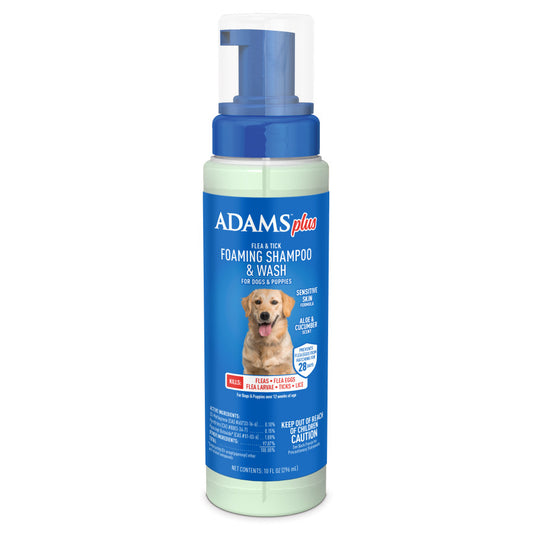ADAMS Flea & Tick Foaming Shampoo & Wash for Dogs & Puppies 10 fl oz