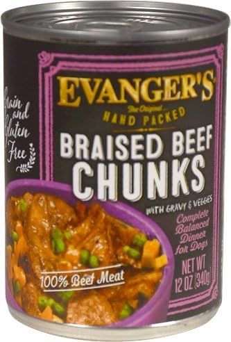 Evanger'S Super Premium For Dogs Braised Beef Chunks With Gravy, 12 Pack