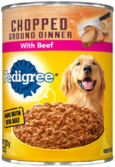 Pedigree Chopped Ground Dinner Adult Canned Soft Wet Dog Food Beef Flavor, 22 oz. Cans EA
