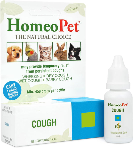 HomeoPet Cough, Gentle Natural Cough Medicine for Dogs, Cats, and Small Pets, Cat and Dog Cough Medicine, 15 Milliliters