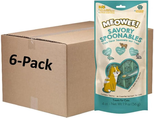 Savory Spoonables with Real Duck, Beef & Rabbit, Tube, Triple Flavor Squeezable Lickable Wet Treats for Cats with Built-in Spoon for Less Mess