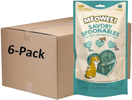 Savory Spoonables with Real Duck, Beef & Rabbit, Tube, Triple Flavor Squeezable Lickable Wet Treats for Cats with Built-in Spoon for Less Mess