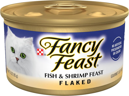 Purina Fancy Feast Wet Cat Food Flaked Fish and Shrimp Feast - (Pack of 24) 3 oz. Cans