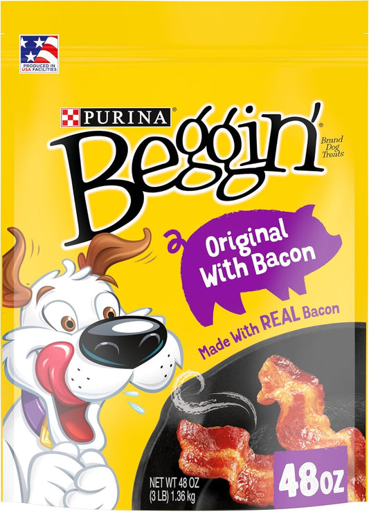 Purina Beggin' Strips Dog Treats, Original With Bacon Flavor - 48 oz. Pouch
