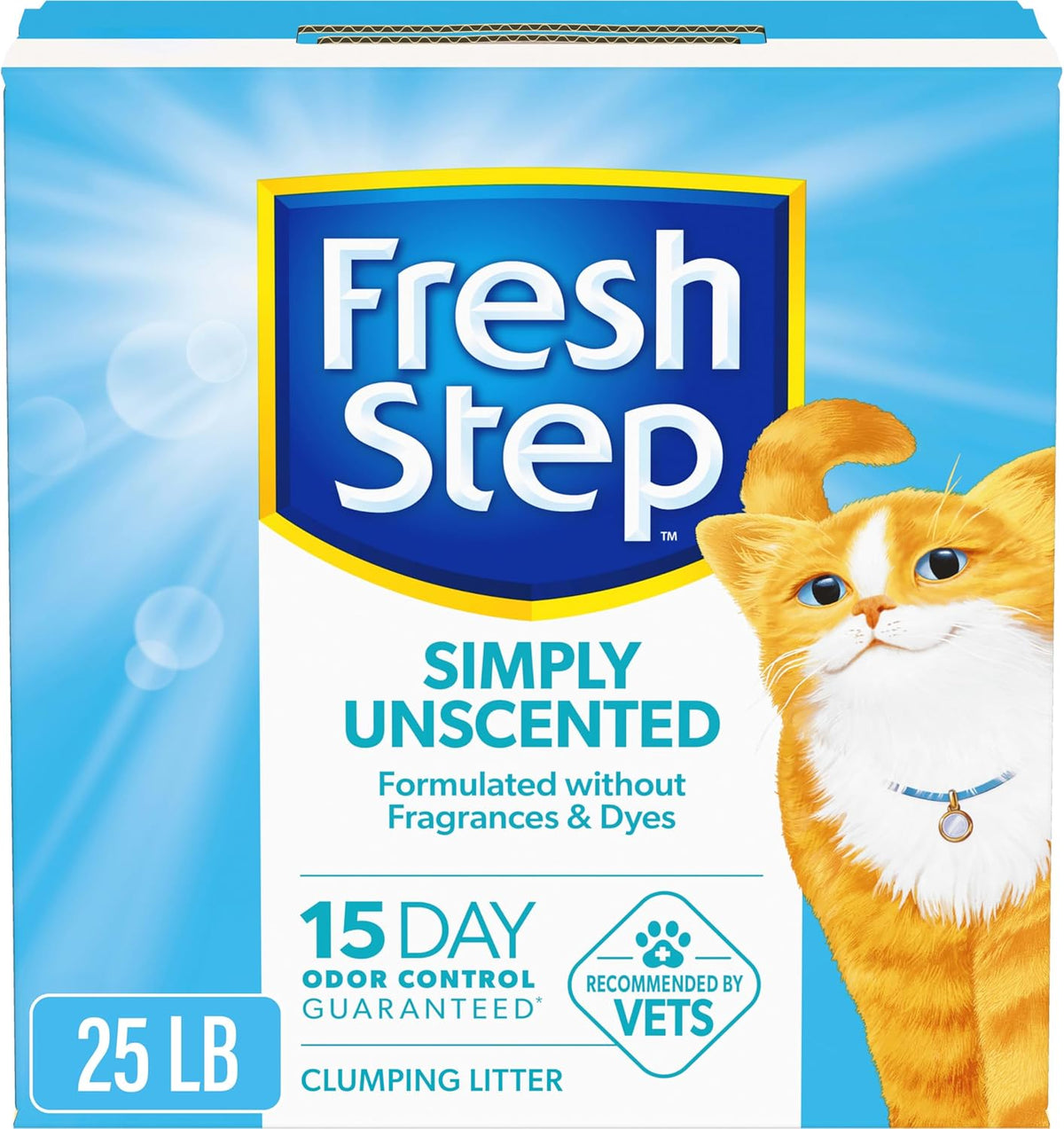 Fresh Step Simply Unscented Clumping Litter, Fresh Step Unscented Cat Litter with Activated Charcoal Technology, 25 lb. Box