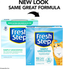 Fresh Step Simply Unscented Clumping Litter, Fresh Step Unscented Cat Litter with Activated Charcoal Technology, 25 lb. Box