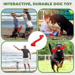 SPOT Play Strong S-Shaped Bone Dog Toy | Interactive Durable Rubber Dog Toy for Aggressive Chewers | Hollow Center Ideal for Treats | 12”, Red